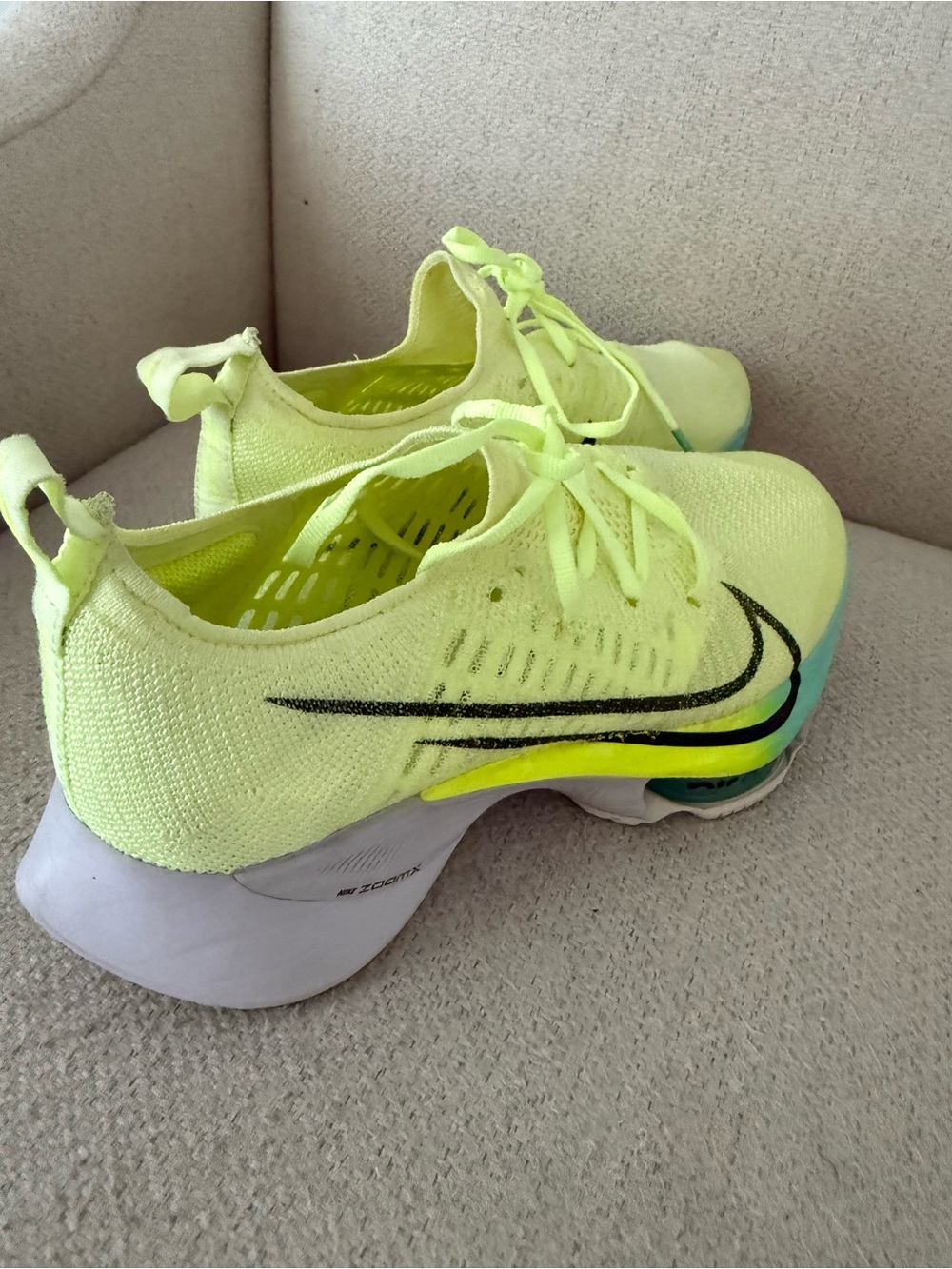 Nike Women's Running Shoes in Neon Yellow with Black Swoosh